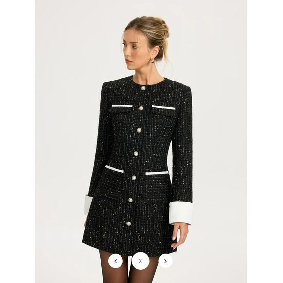 Commense Dresses & Skirts - Commense Contrast Cuff Tweed Mini Dress SZ XL